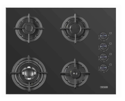 سطح بلت ان غاز كومتيل 4 عيون 65 سم اسود زجاجى (تركي) C6-40BTF
